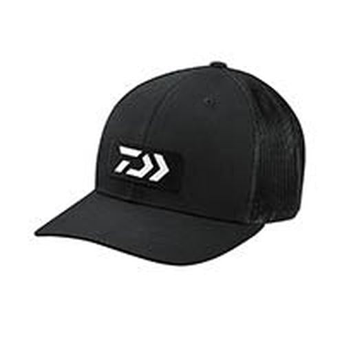 Daiwa Trucker Hat With Rubber Logo-Apparel-Daiwa-Black/Black-Tackle World