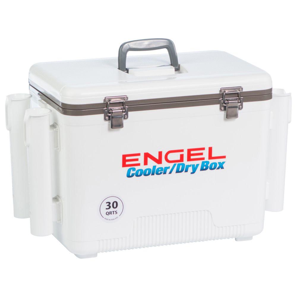 cooler box fishing Engel Coolers 30 Quart 48 Can Lightweight Insulated Mobile Cooler Drybox, White