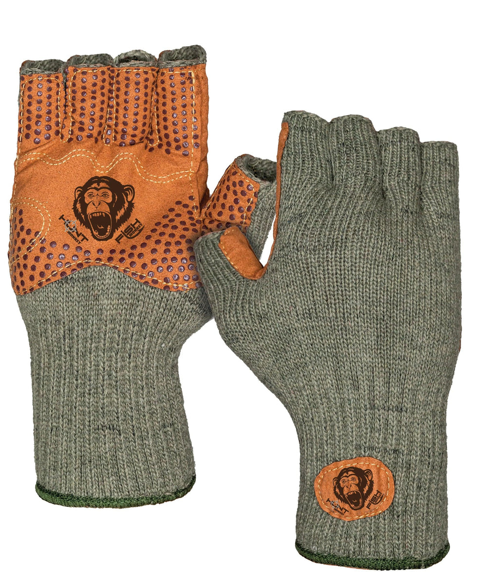 Fish Monkey Wooly Wool Half Finger Gloves-Apparel-Fish Monkey-S/M Green-Tackle World