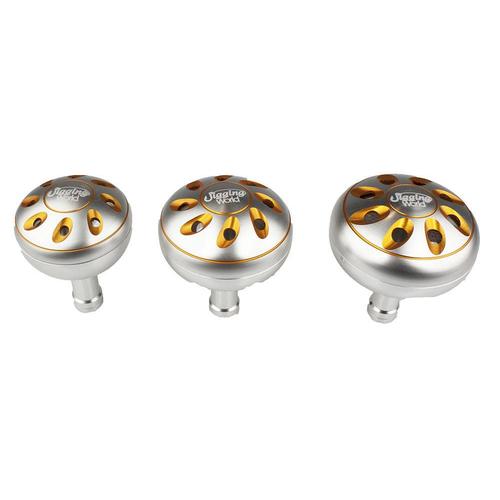 Jigging World Alpha Aluminum Power Knobs Type B-Power Handles & Knobs-Jigging World-39mm-Silver/Gold-Tackle World
