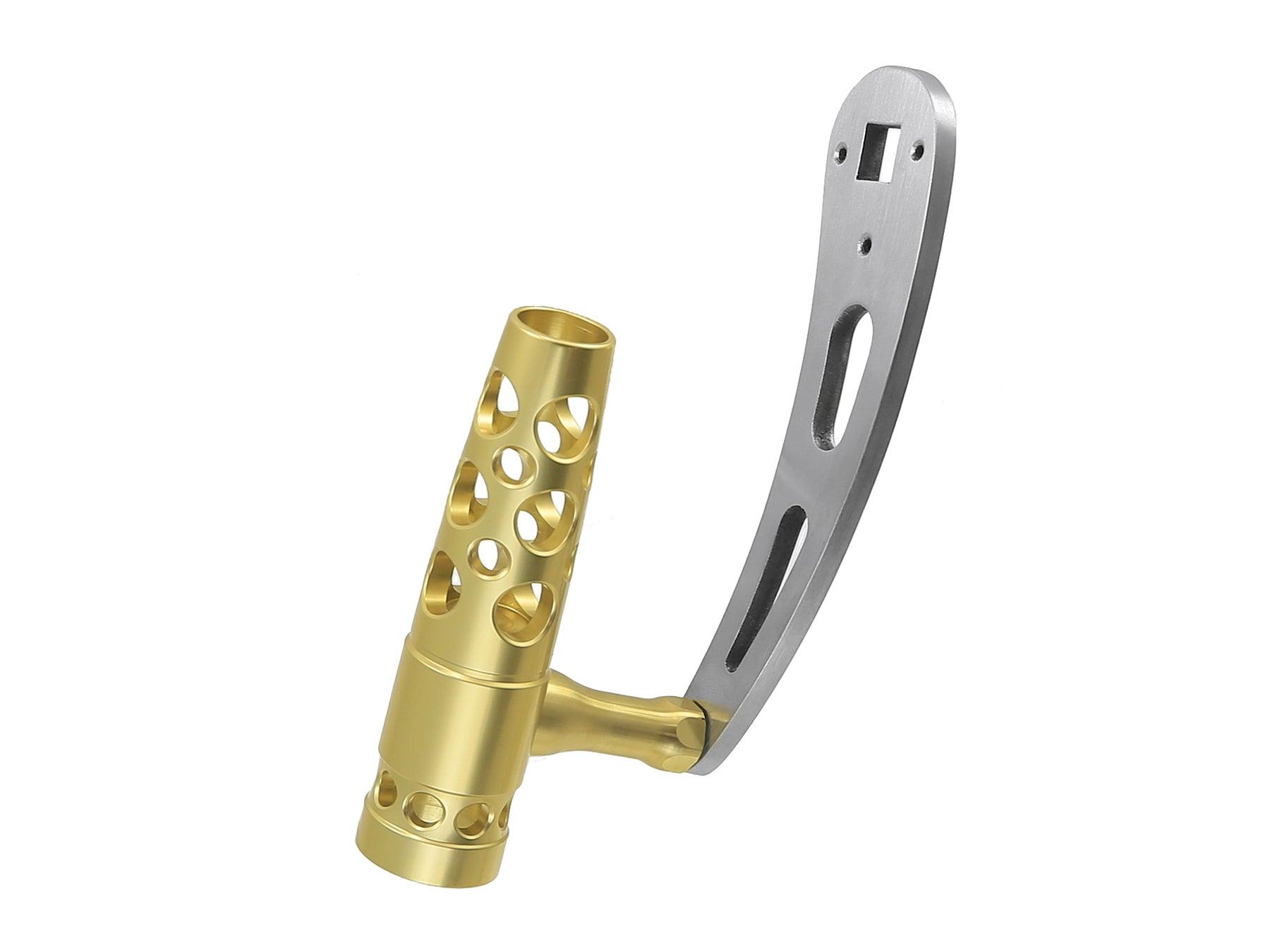 Jigging World Power Handles for Shimano Tiagra II 2-Speed Size 12-30 Reels Aluminum T-Bar Gold/Silver / 125 mm Stainless Steel
