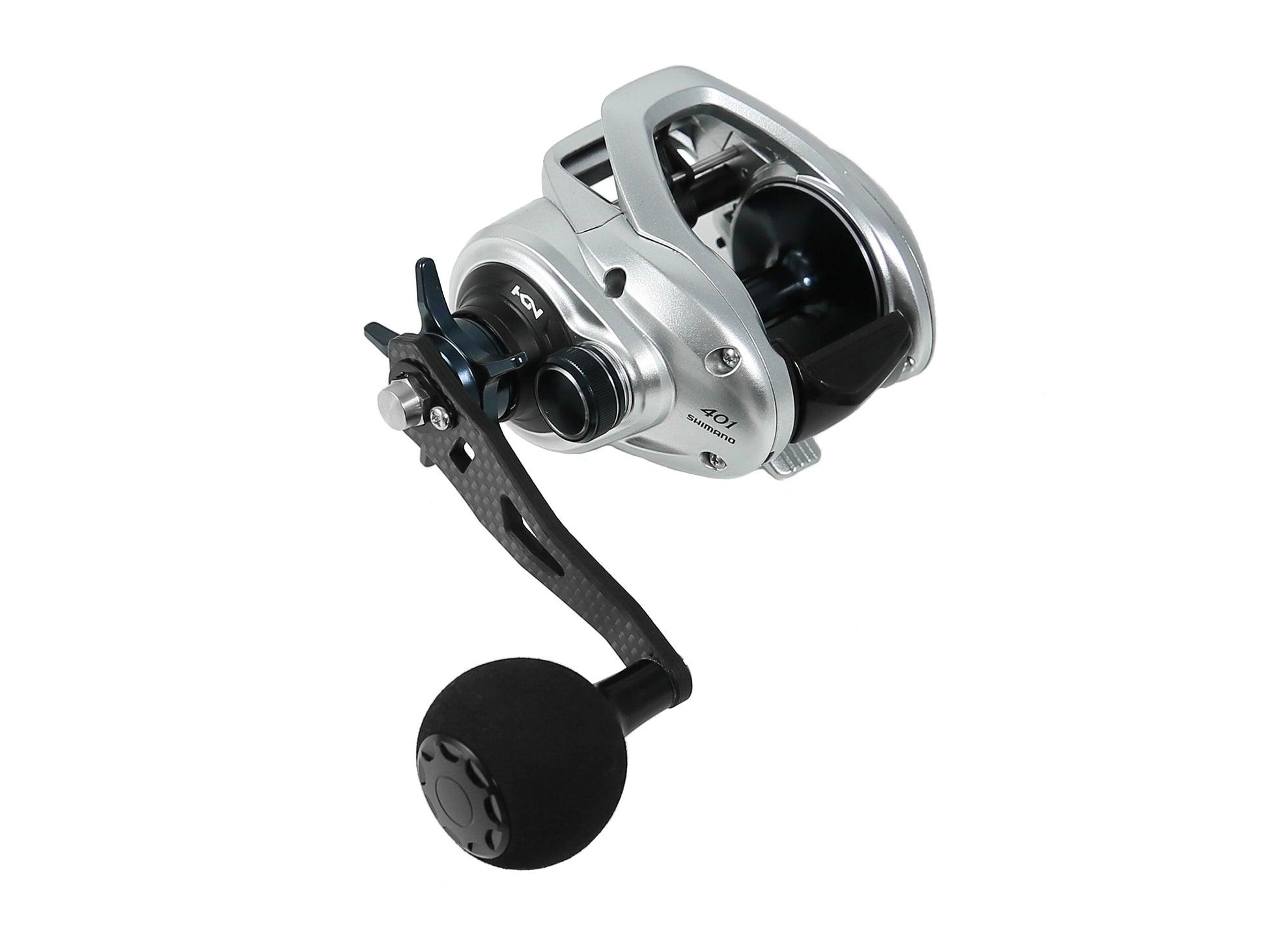 power handle for shimano tranx 200 series reels 300, 301, 400, 401 Replacement 10SWG Rod and Reel Accessories Tackle Express A washer kit is included for seamless and easy assembly Carbon Handle with 39mm EVA
