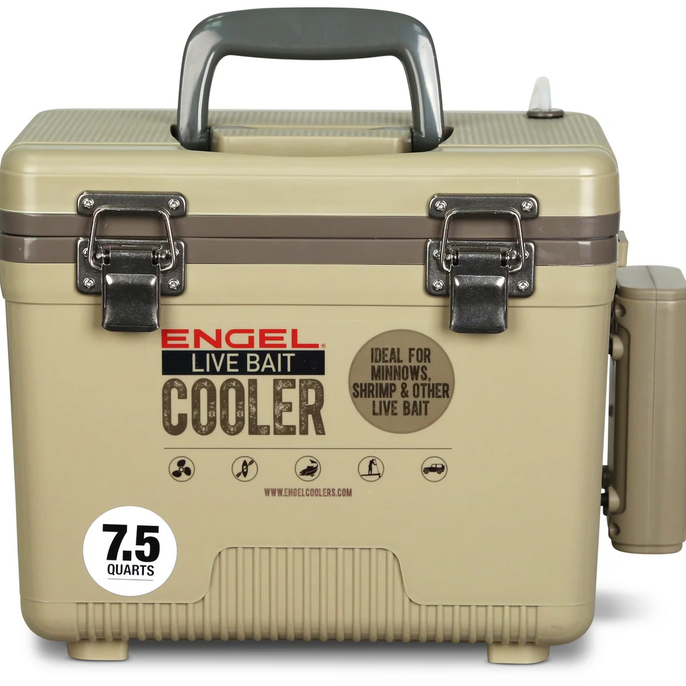 Engel 7.5 Quart Live Bait Pro Cooler with AP3 Rechargeable Aerator & Stainless Hardware-Accessories-Engel-Tan-Tackle World