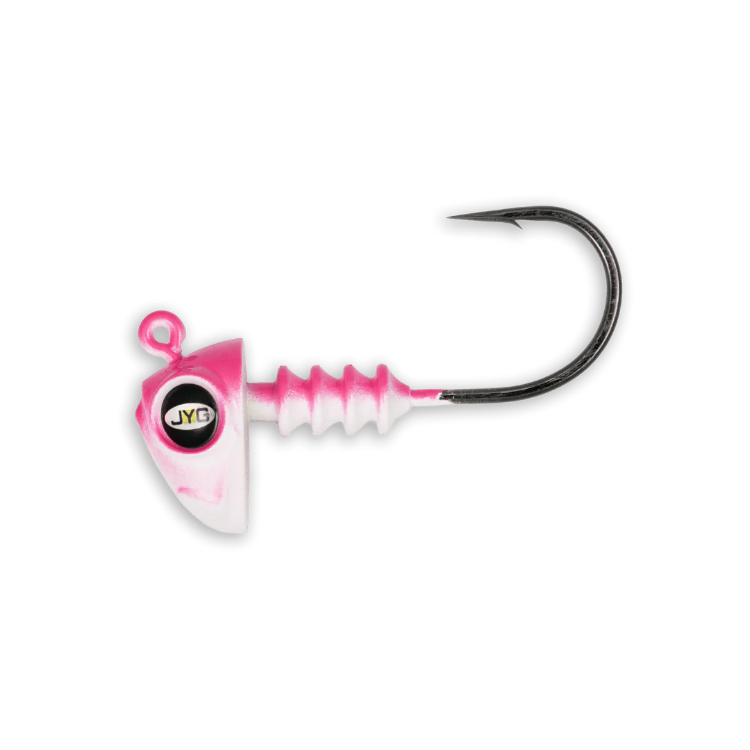 JYG Pro 4in Chubby Jig Head 1/2oz Flamingo 3pk