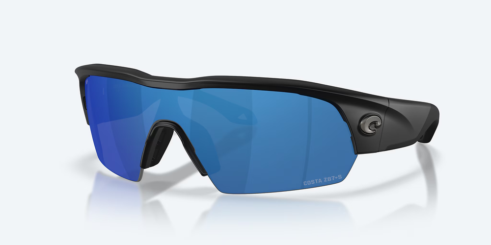 Costa Pilothouse Pro Polarized Sunglasses-Sunglasses-Costa-Matte Black Frame w/ Blue Mirror Lens 580P-Tackle World
