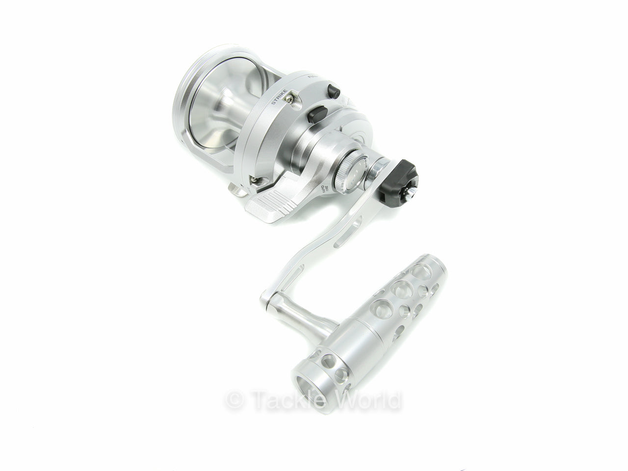 Jigging World Power Handle for Shimano Speedmaster 2-Speed Lever Drag Reels (115mm Silver Arm w/ Silver Aluminum T-Bar)