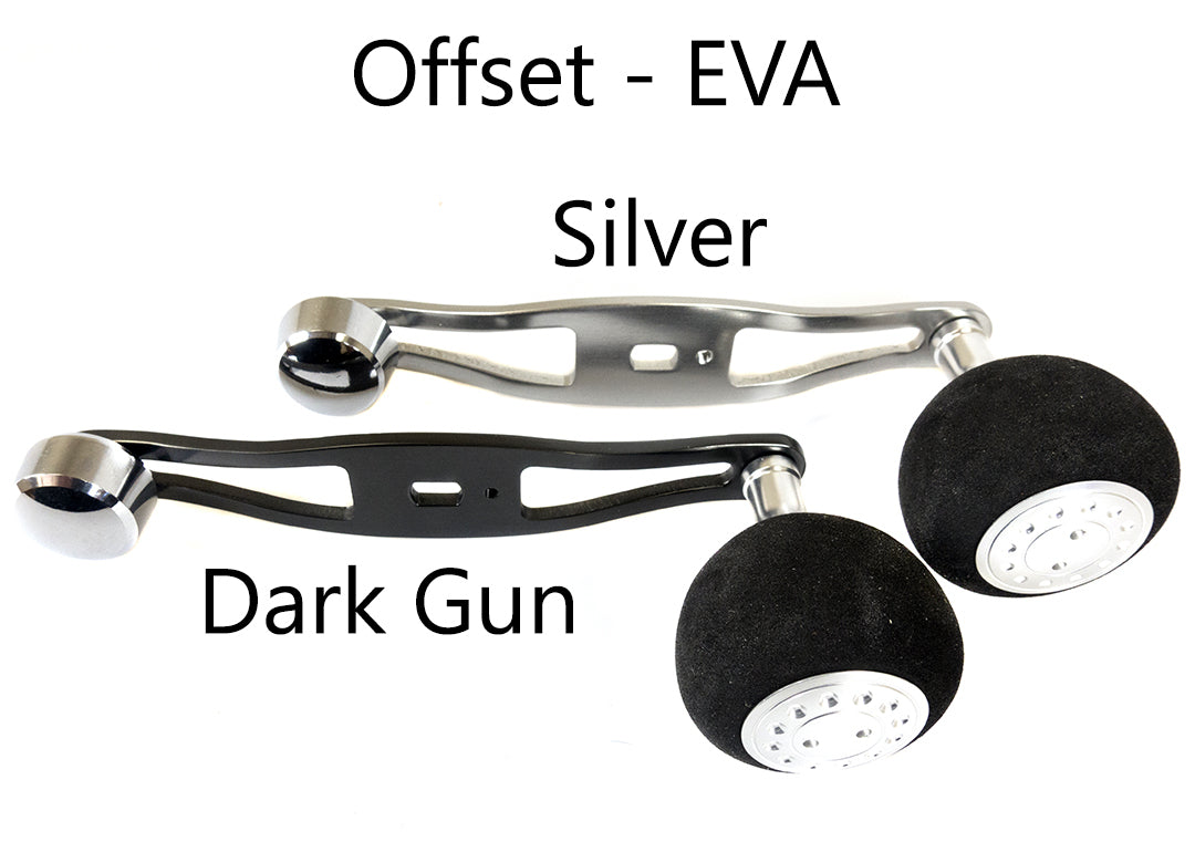 Jigging World - Power Handles for Quantum Baitcasting Reels - Offset Silver  Arm/39mm EVA Silver Cap