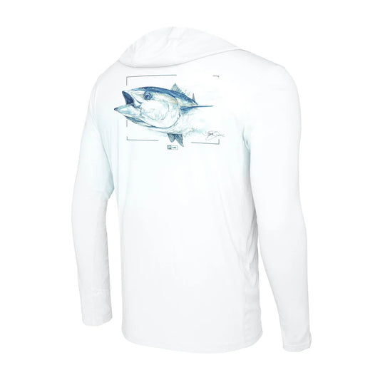 Pelagic Vaportek Hooded Fishing Shirts-Apparel-Pelagic-White-M-Tackle World