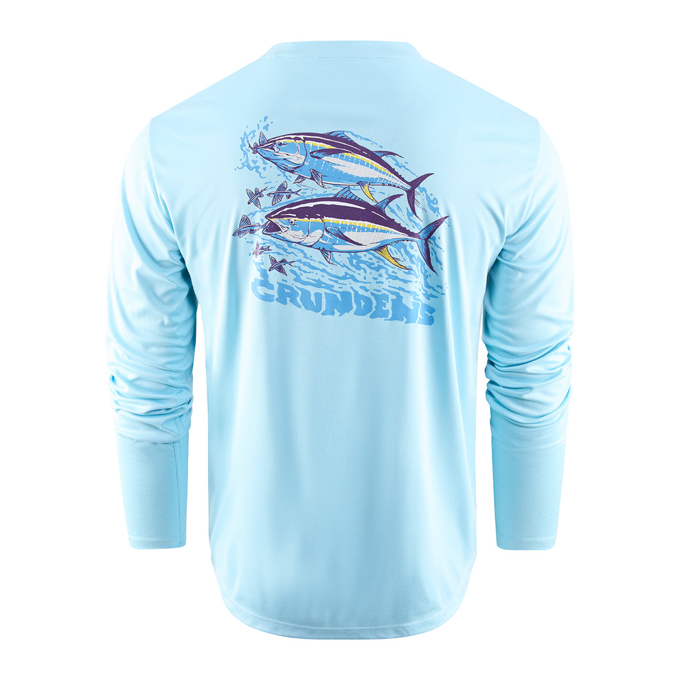 Grundens Twin Tuna Long Sleeve Tech Tee-Apparel-Grundens-Aquamarine-M-Tackle World