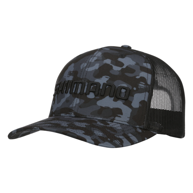 Shimano Printed Trucker Cap-Apparel-Shimano-One Size Fits All-Black Camo-Tackle World