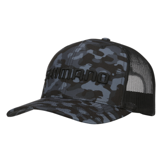 Shimano Printed Trucker Cap-Apparel-Shimano-One Size Fits All-Black Camo-Tackle World