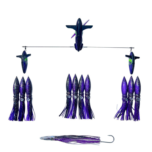 Chatterlures 24" Wingman Side Tracker With 9" Floating Shell Squid Rig-Lures-Chatterlures-Purple-Tackle World