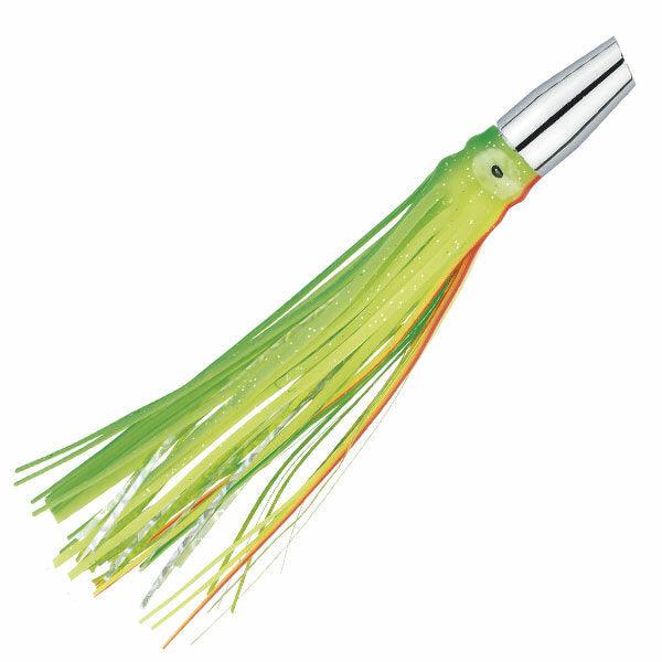chrome fishing lures Boone Chrome Jet Unrigged Slant Trolling Lures Chartreuse Green Orange Stripe / Weight: 3oz