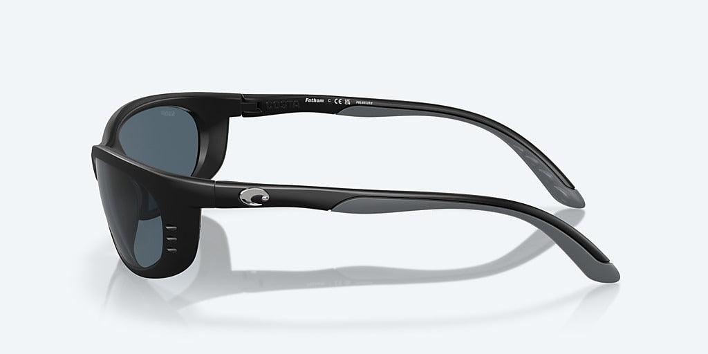 Costa Fathom Matte Black Frame With Gray Mirror Lens 580P Polarized Sunglasses-Sunglasses-Costa-Tackle World