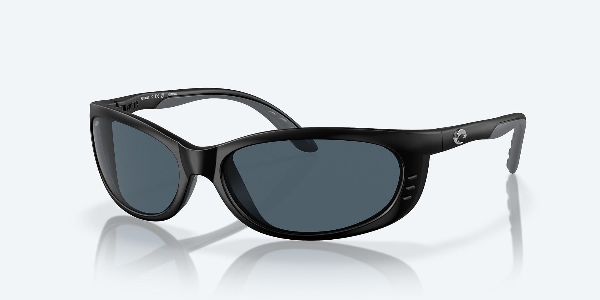 Costa Fathom Matte Black Frame With Gray Mirror Lens 580P Polarized Sunglasses-Sunglasses-Costa-Tackle World