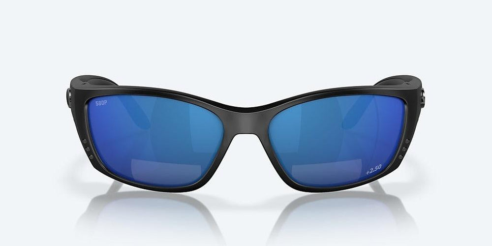 Costa Fisch Readers Matte Black Frame With Blue Mirror Lens 580P Polarized Sunglasses-Sunglasses-Costa-Tackle World