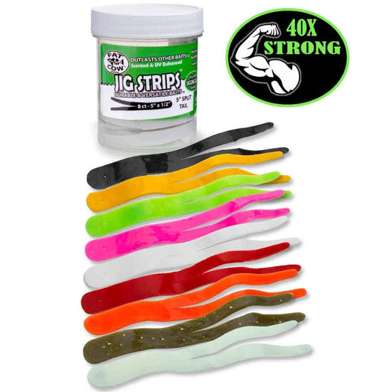Fat Cow Scented Jig Strips Split Tail 5"