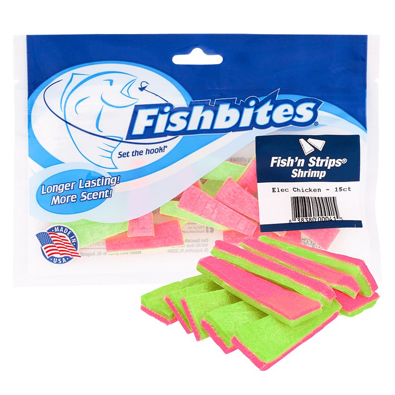 Soft Fish Bates Fishbites Longer Lasting Fish'n Strips Shrimp Scented Soft Baits ...