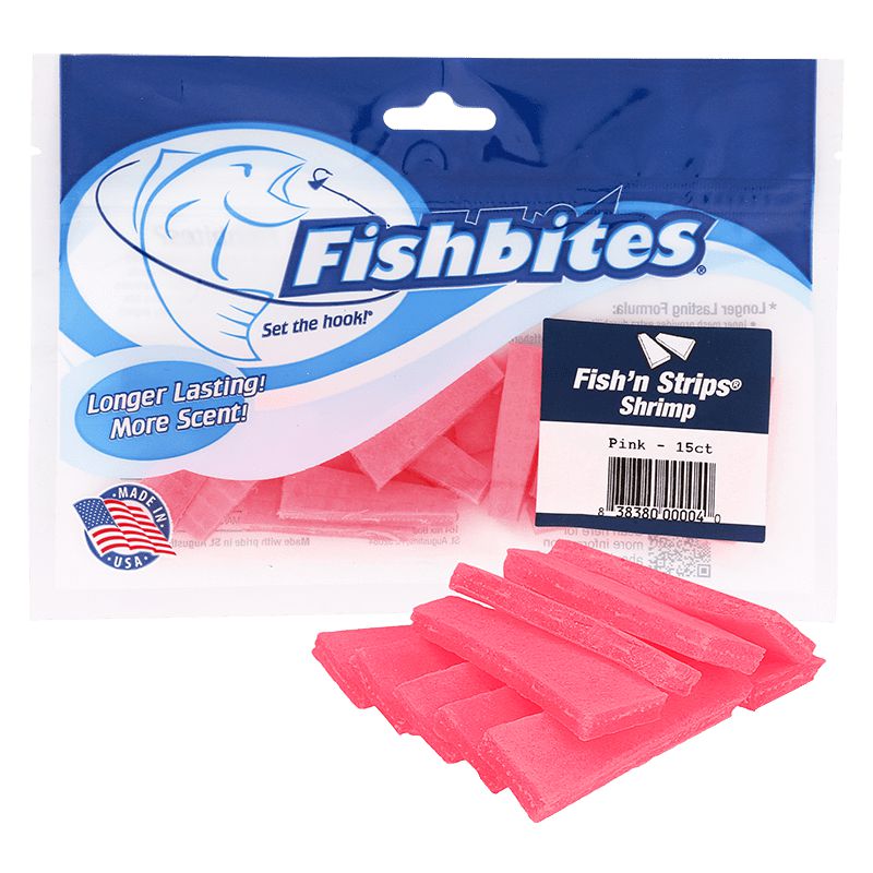 Soft Fish Bates Fishbites Longer Lasting Fish'n Strips Shrimp Scented Soft Baits ...