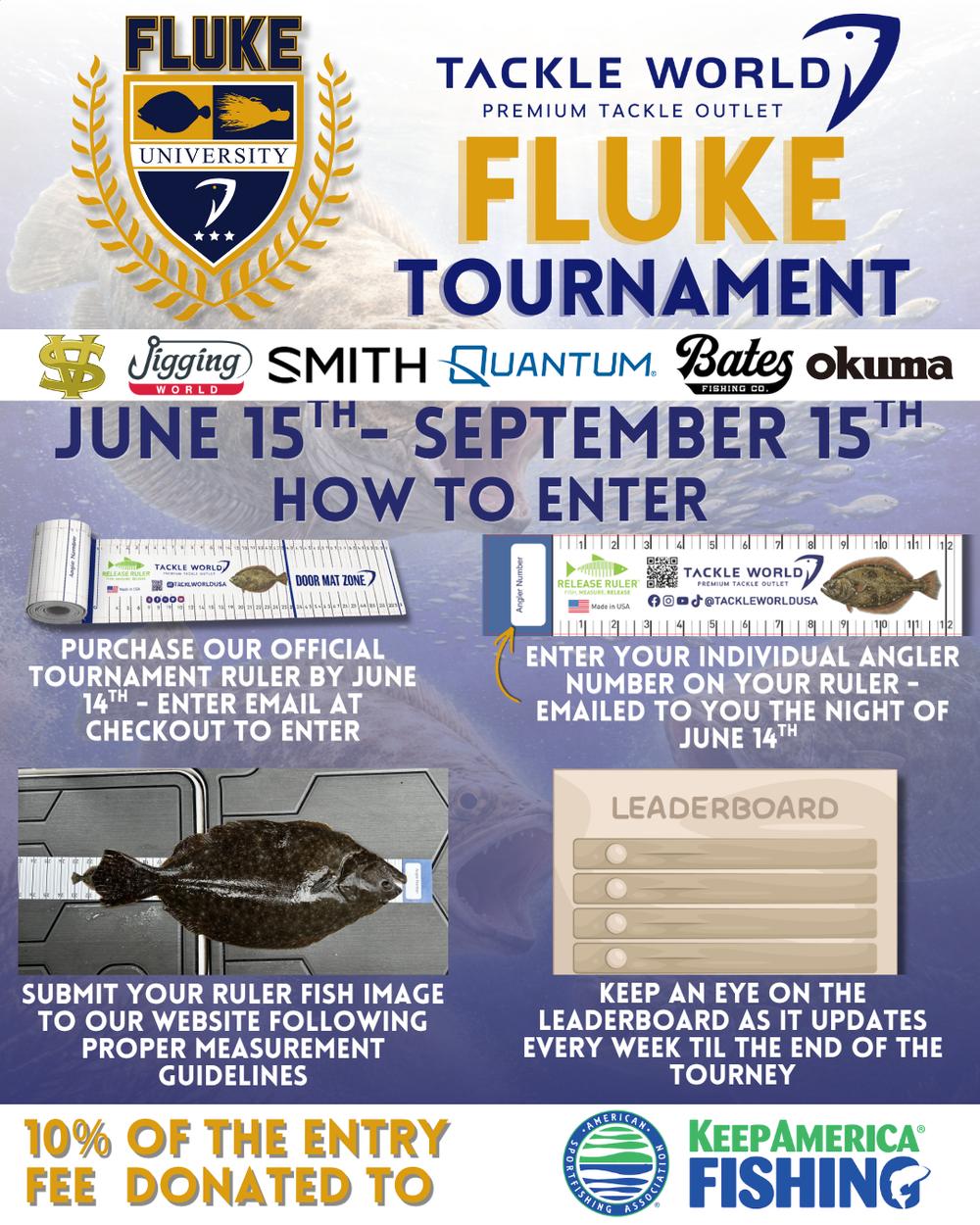 Tackle World Fluke Tournament 36" Ruler-Accessories-Tackle World-Tackle World
