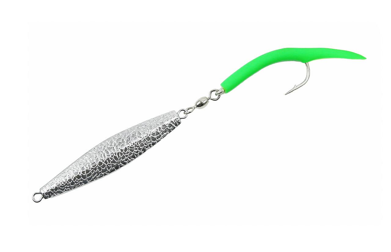 fishing diamond lure Jigging World Jigs with Tubed Tail Hammered Chrome with Green Tail / 2 oz Where This Lure Is Aquarium Silicone Decoration Model:BTLIV2000 Low Profile Baitcaster Lure