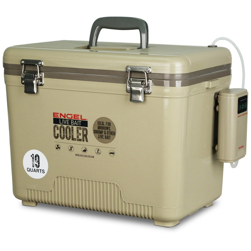 Engel 19 Quart Live Bait Pro Cooler with AP3 Rechargeable Aerator & Stainless Hardware-Accessories-Engel-Tackle World