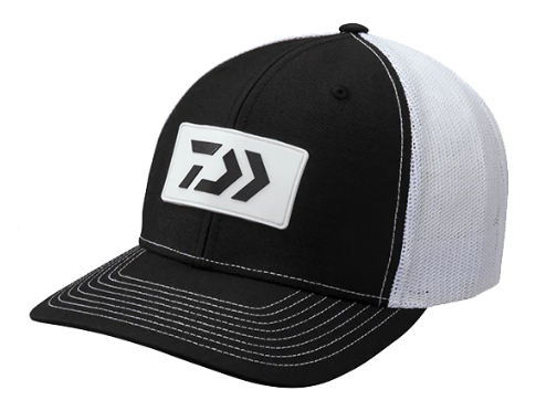 Daiwa Trucker Hat With Rubber Logo-Apparel-Daiwa-White/Black-Tackle World