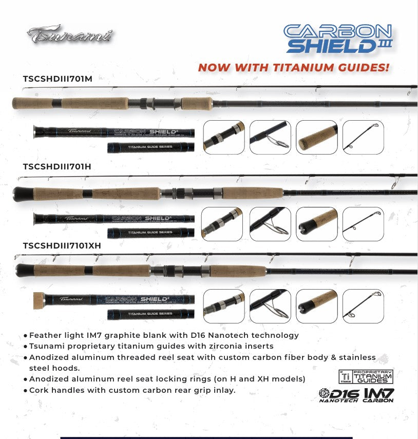 tsunami carbon rod TSCSHDBCII701XH-B Shield II Boat Conventional they ensure a feather Tsunami Carbon Shield III Spinning