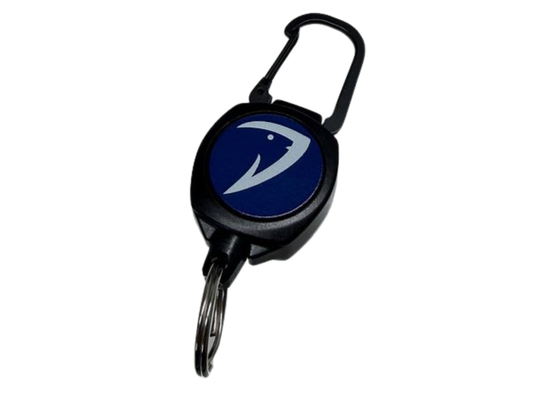 Boomerang x Tackle World Logo Mid Zinger Retractable Carabiner With Split Ring-Tools-Boomerang-Blue/White Fish Head-Tackle World