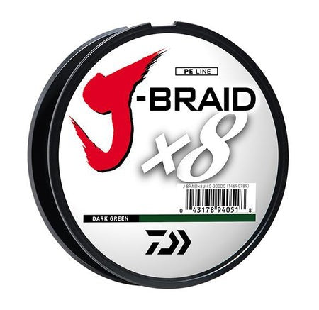 Daiwa J-Braid X8 Braided Line-Line & Leader-Daiwa-Dark Green-8 lb / 150 m-Tackle World