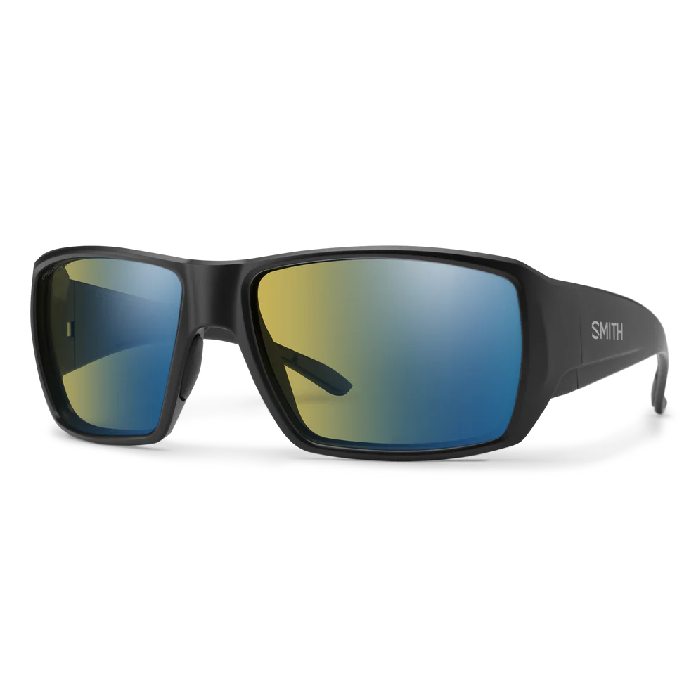 Smith Guide Choice S Polarized Sunglasses-Sunglasses-Smith-Matte Black Frame w/ Yellow Blue Mirror-Tackle World