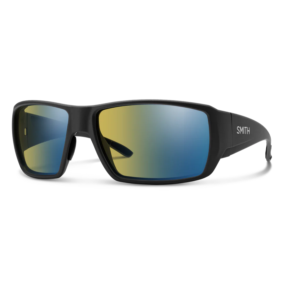 Smith Guide Choice XL Polarized Sunglasses-Sunglasses-Smith-Matte Black Frame w/ Yellow Blue Mirror-Tackle World