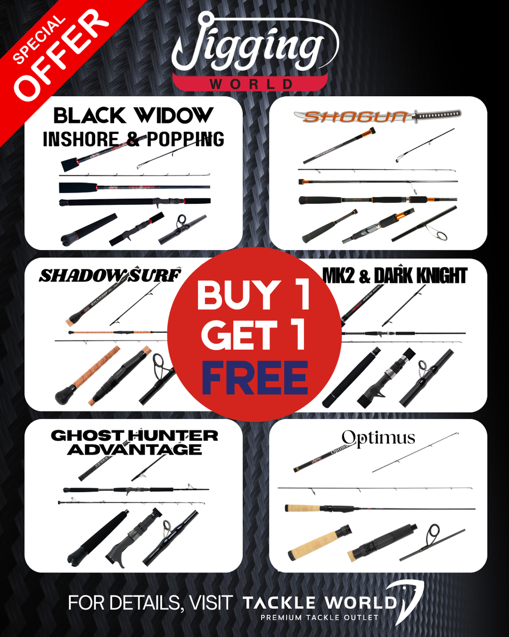 Jigging World Black Widow Casting Rods *Final Sale*-Rod-Jigging World-Tackle World
