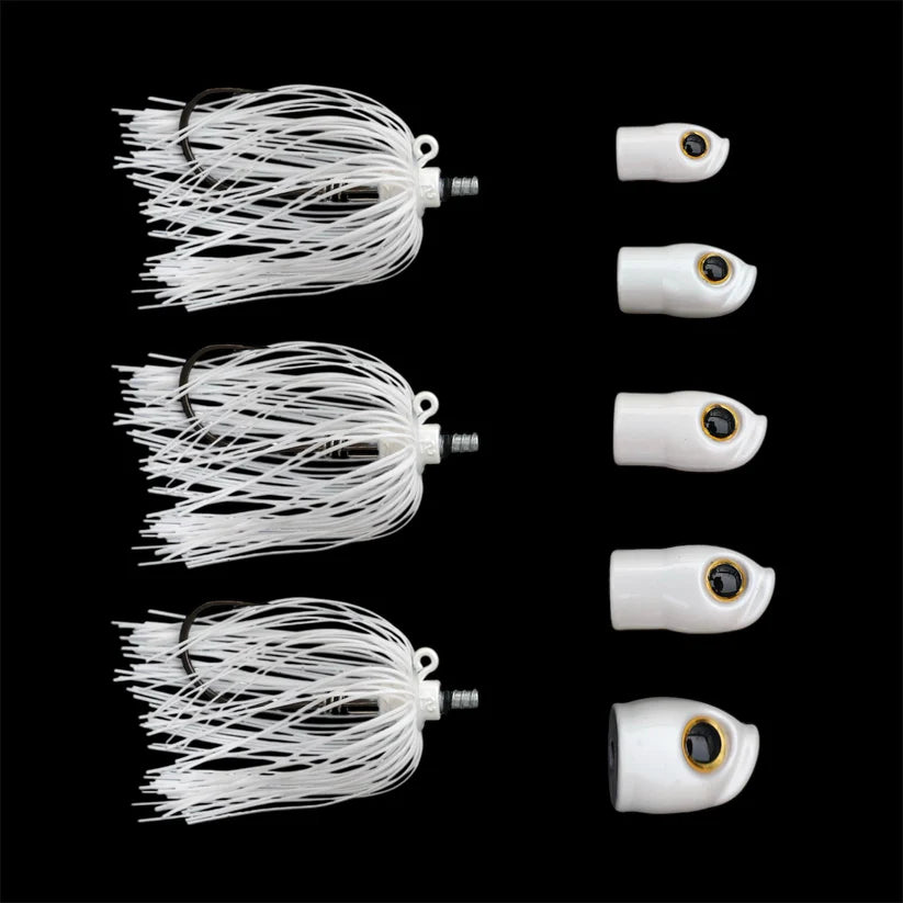 Stack Tackle Skirted Screwy Head 5/0 Jigs-Lures-Stack Tackle-White/White-Tackle World