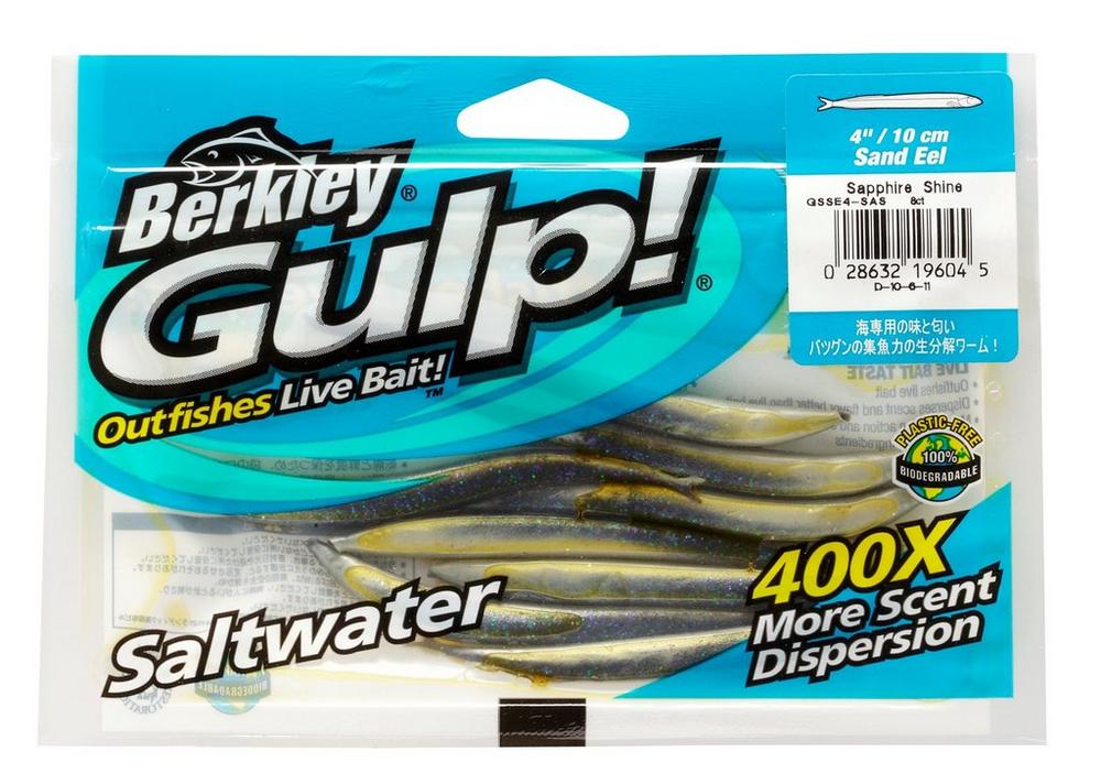 Berkley Gulp! Saltwater Sand Eel Soft Baits - Size: 5 - Color: Sapphire  Shine - Q'ty: 6pk