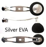 Jigging World - Power Handles for Shimano Baitcasting Reels Offset Silver Arm/39mm Eva Silver Cap
