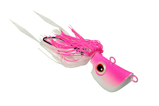 Crazy Gear 1/2 oz Pre-Rigged Holographic Fluke Killer Jig Teaser Green Glow Redtail - Holographic Green Mackerel - Pink Whitetail