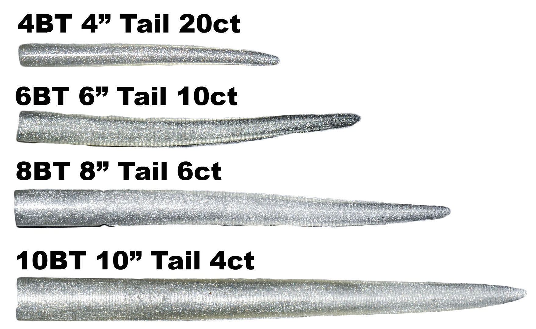 RonZ Replacement Tails - Silver Metallic / Size: 6 - Q'ty: 10pk