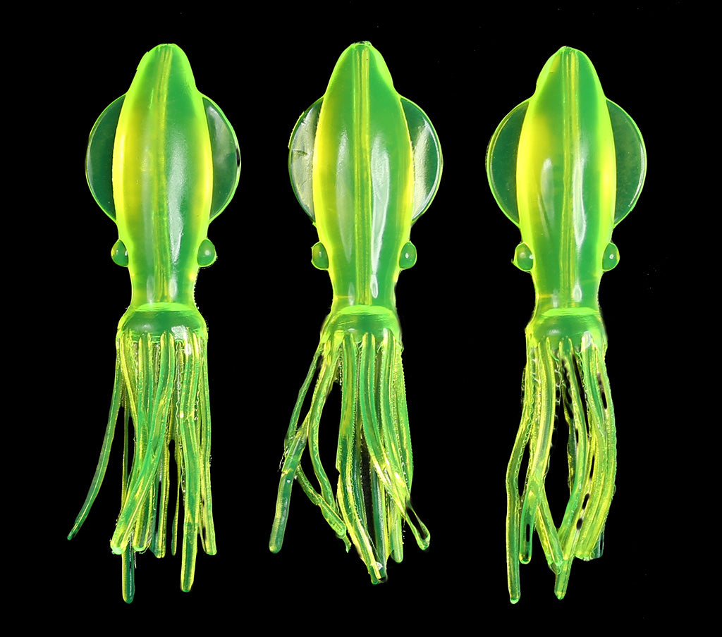 Jigging World Fat Squid Soft Bait Teasers - Chartreuse / 3