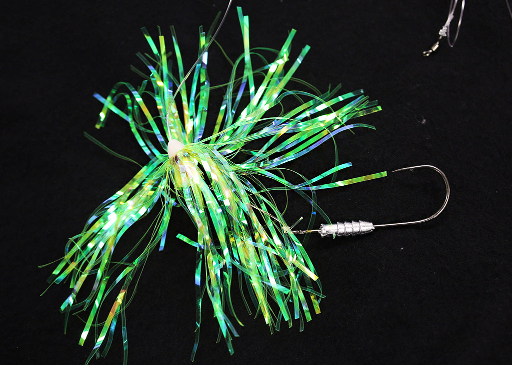 Jigging World Hi-Lo Flasher Rigs with Weighted Grub Holder Hooks