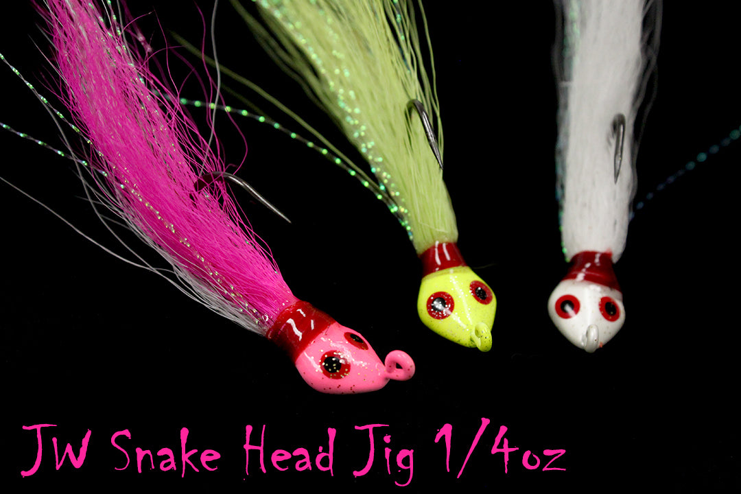 Jigging World Snake Head Bucktail Teasers Chatreuse / 3/8oz