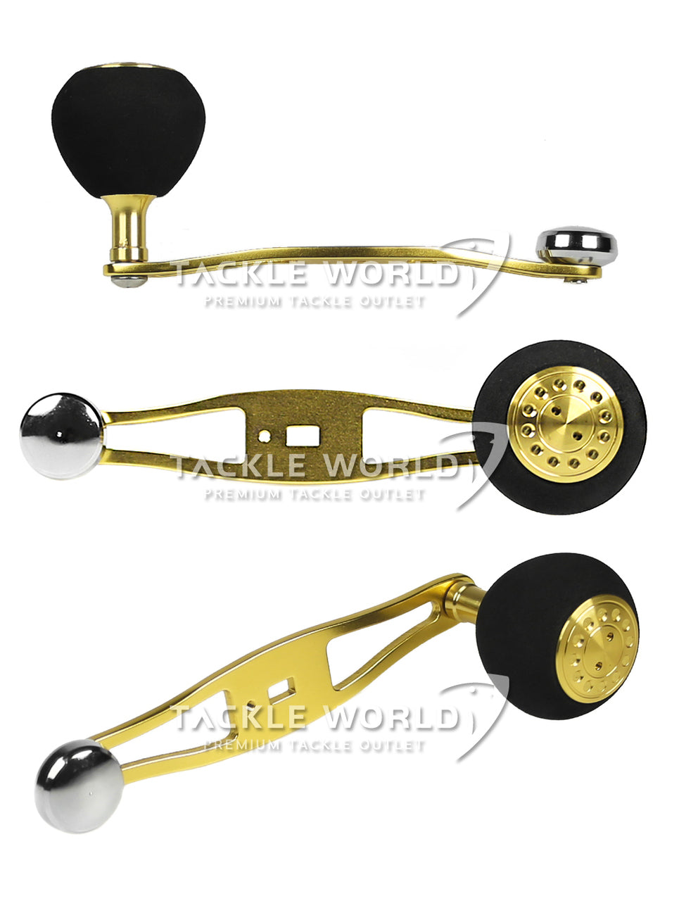 Jigging World - Power Handle for Shimano Small Baitcasting Reels - Offset  Gold Arm / EVA 39mm Ball Power Knob