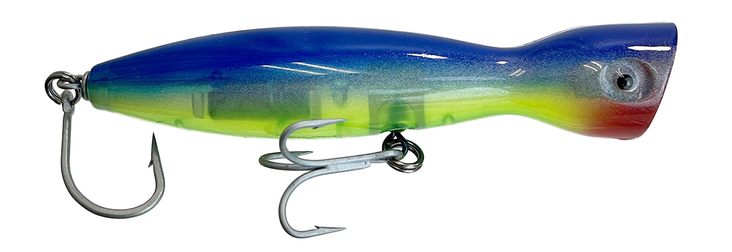 Super Strike Little Neck Topwater Poppers (Floating) 1-1/2oz PP5O / Trans Blue/Neon Yellow 000