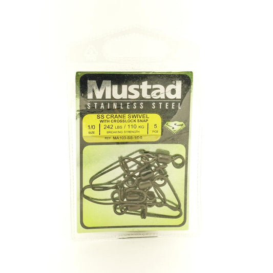 Mustad MA103-SS Crane Stainless Steel Swivels with Crosslock Snaps